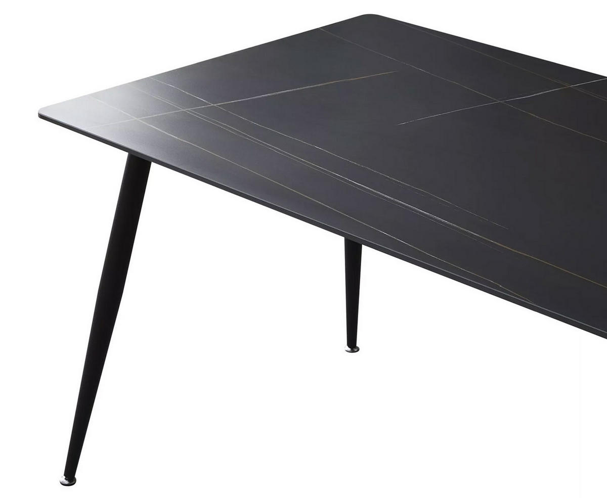 ESSTISCH Rion Marmor Schwarz 160 / 90 / 76cm - Schwarz/Grau, Holz/Keramik (90/160/76cm) - Feldmann-Wohnen