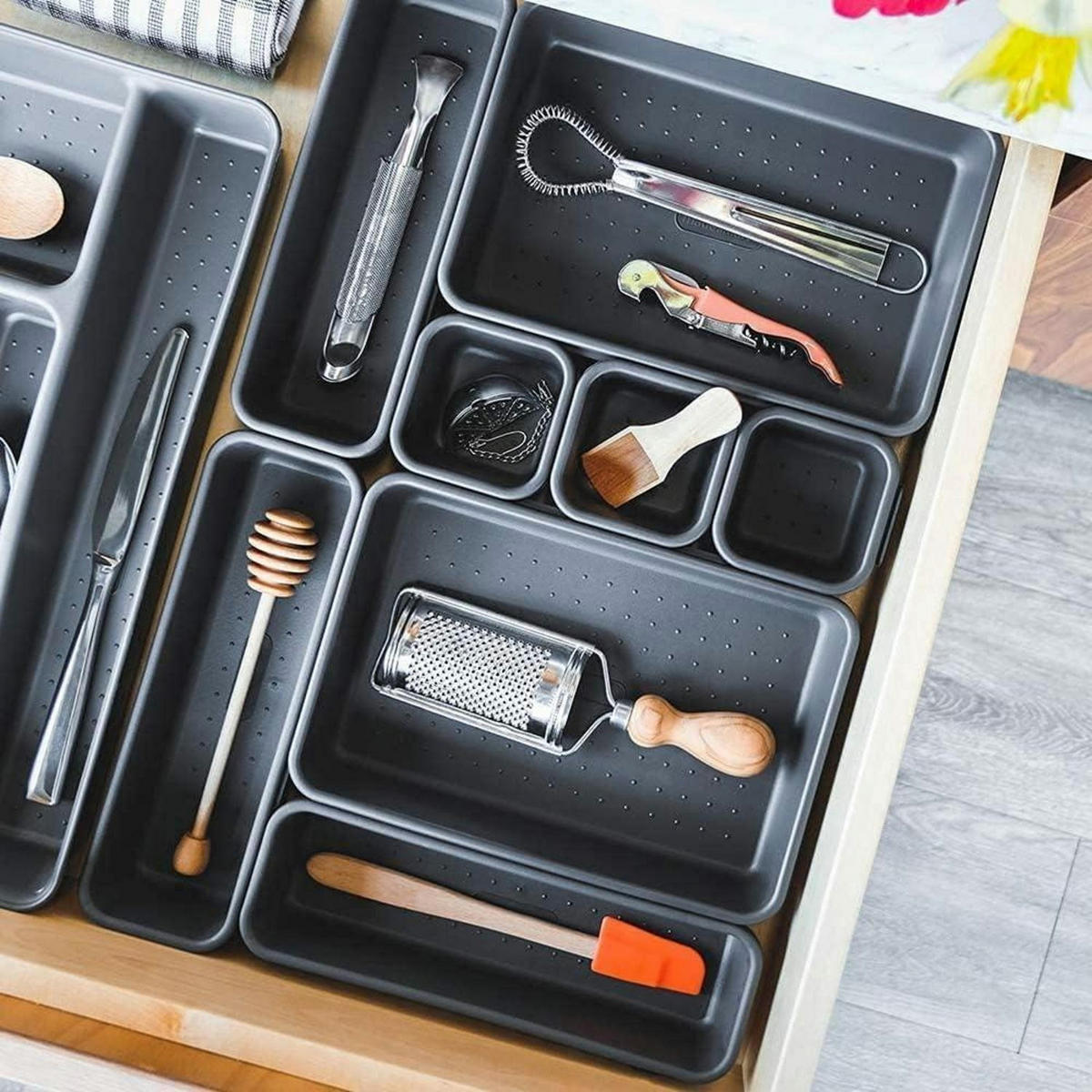 SCHUBLADEN Organizer 16-teiliges Set Grau - Grau, Kunststoff (47/4.5/31cm)
