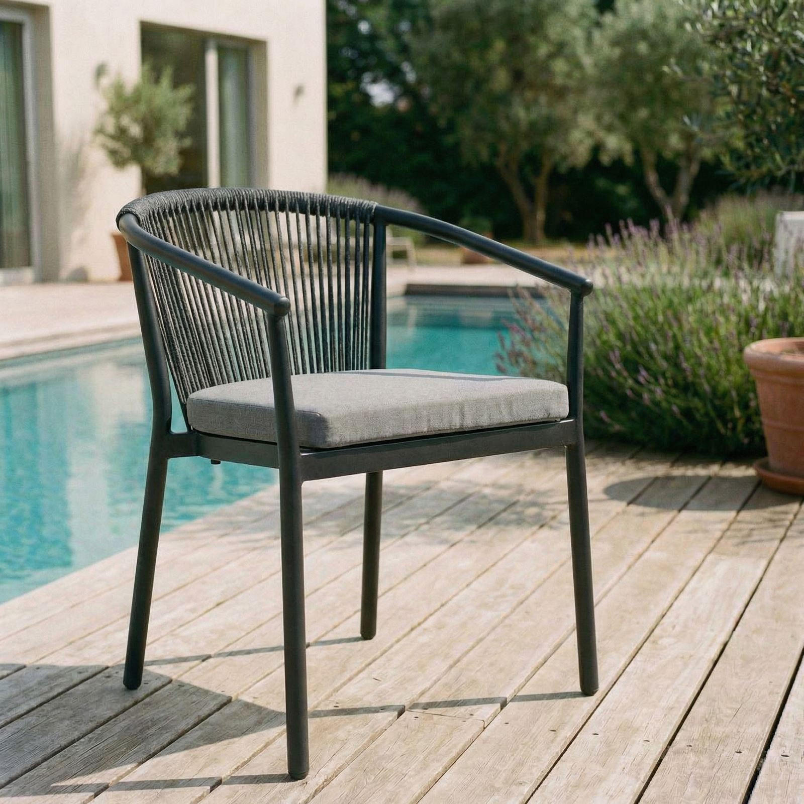 GARTENSTÜHLE TAVOLO 6ER-SET - Anthrazit, Textil (56/77/62cm) - IDIMEX