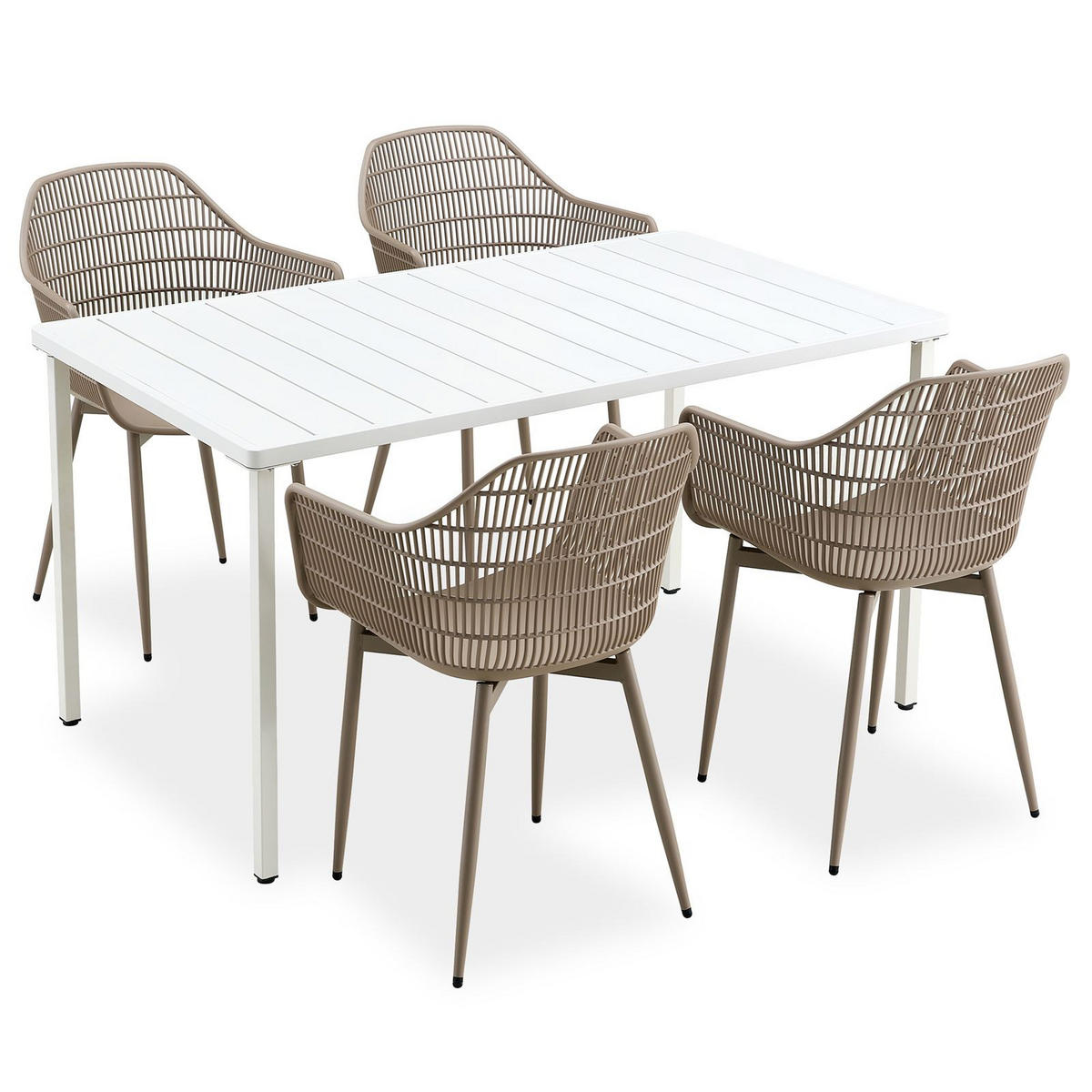 GARTENMÖBEL SET MARGHERITA 5er Set weiß - Weiß, Metall - IDIMEX