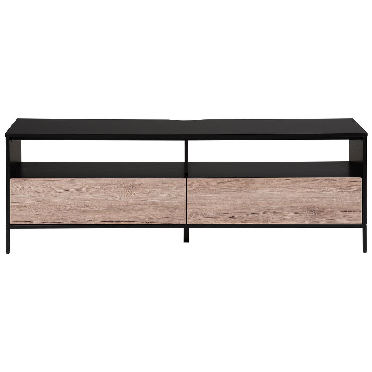 TV-MÖBEL Schwarz, Hellbraun SYDNEY 42/150/52 cm - Schwarz, Holzwerkstoff (150/52/42cm) - Beliani