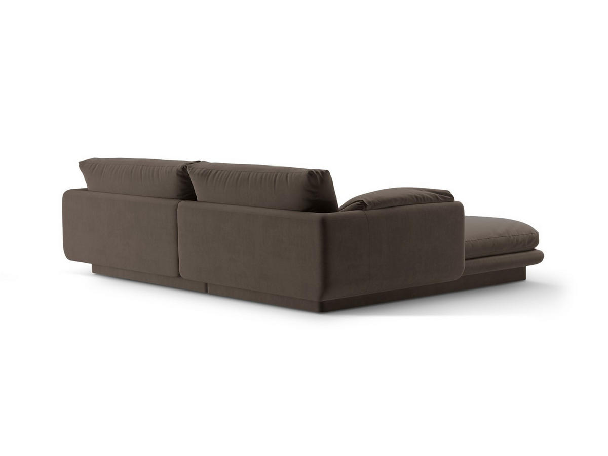 ECKSOFA rechts Torino aus Samt ebenholz 3 Sitzplätze - Graubraun, Textil (170/220cm) - Micadoni