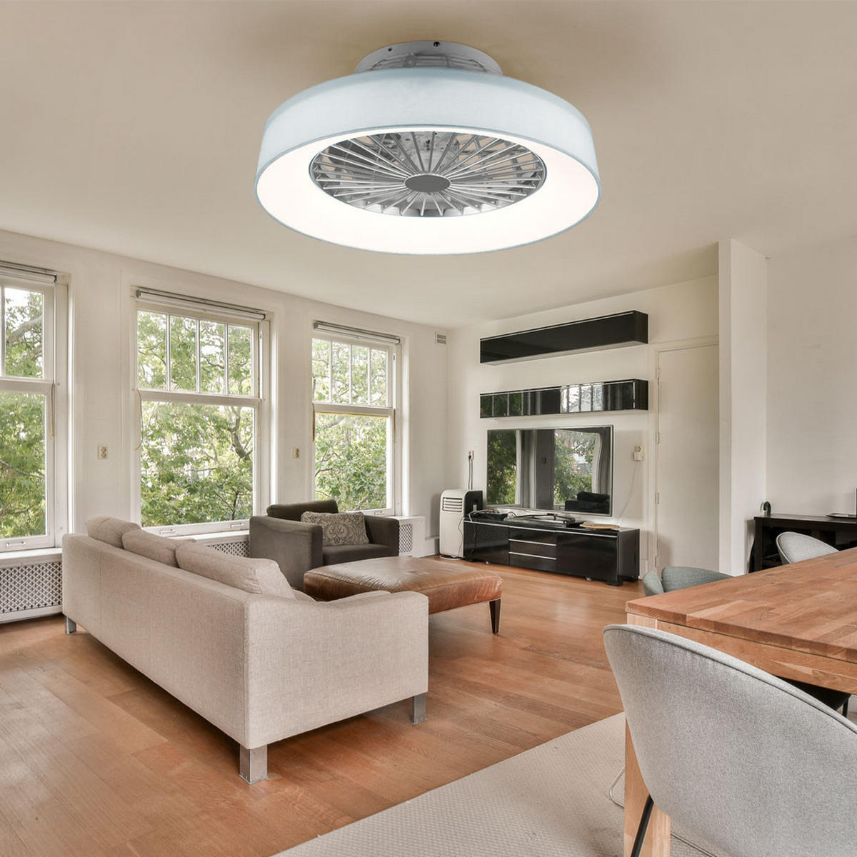 LED DECKENLEUCHTE Farsund Weiß - Weiß, Textil (47/47/20cm)