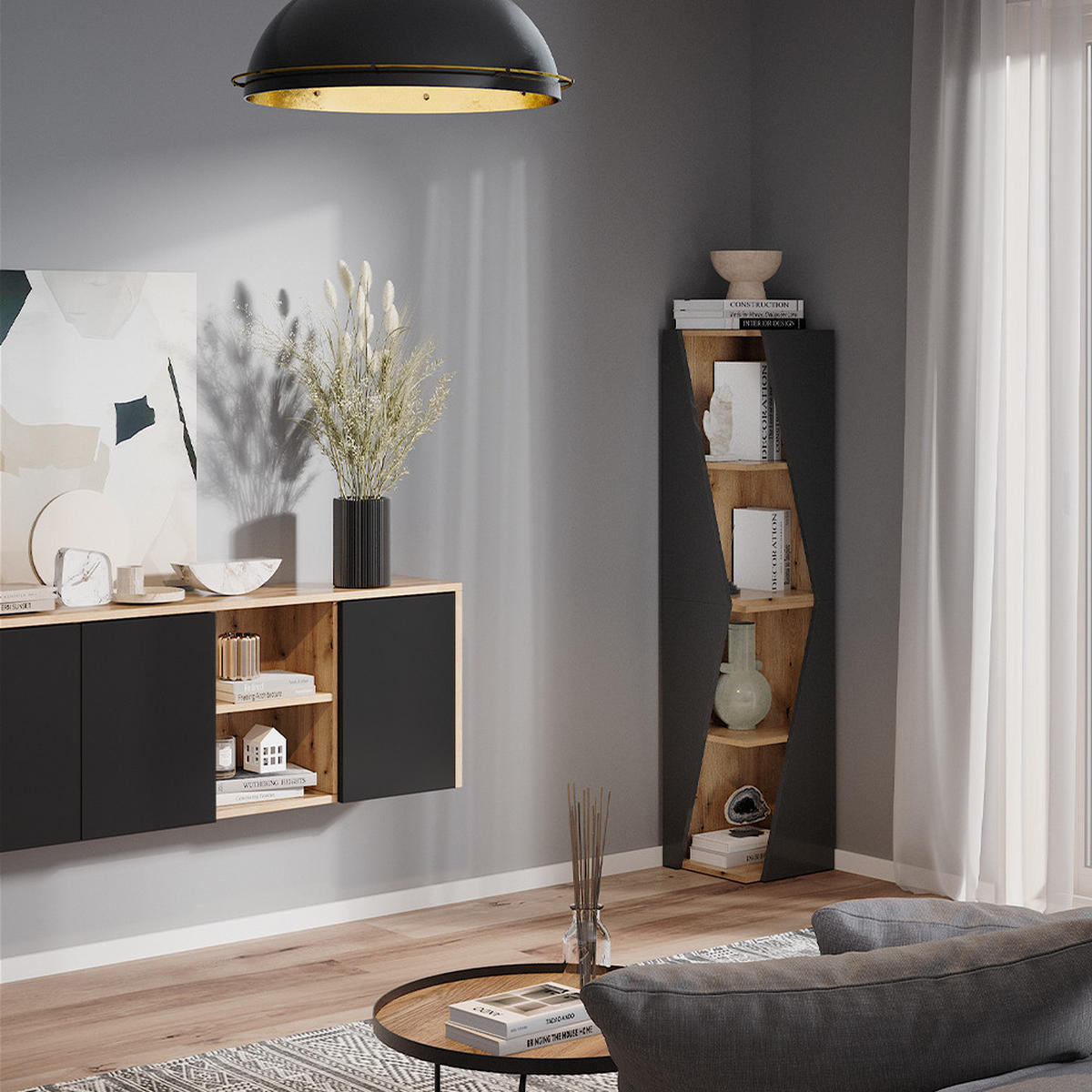 BADSCHRANK Benno Anthrazit 31.6 x 70.5 cm mit 3 Ablagen - Anthrazit, Holzwerkstoff (31.6/70.5/31.6cm) - Vicco