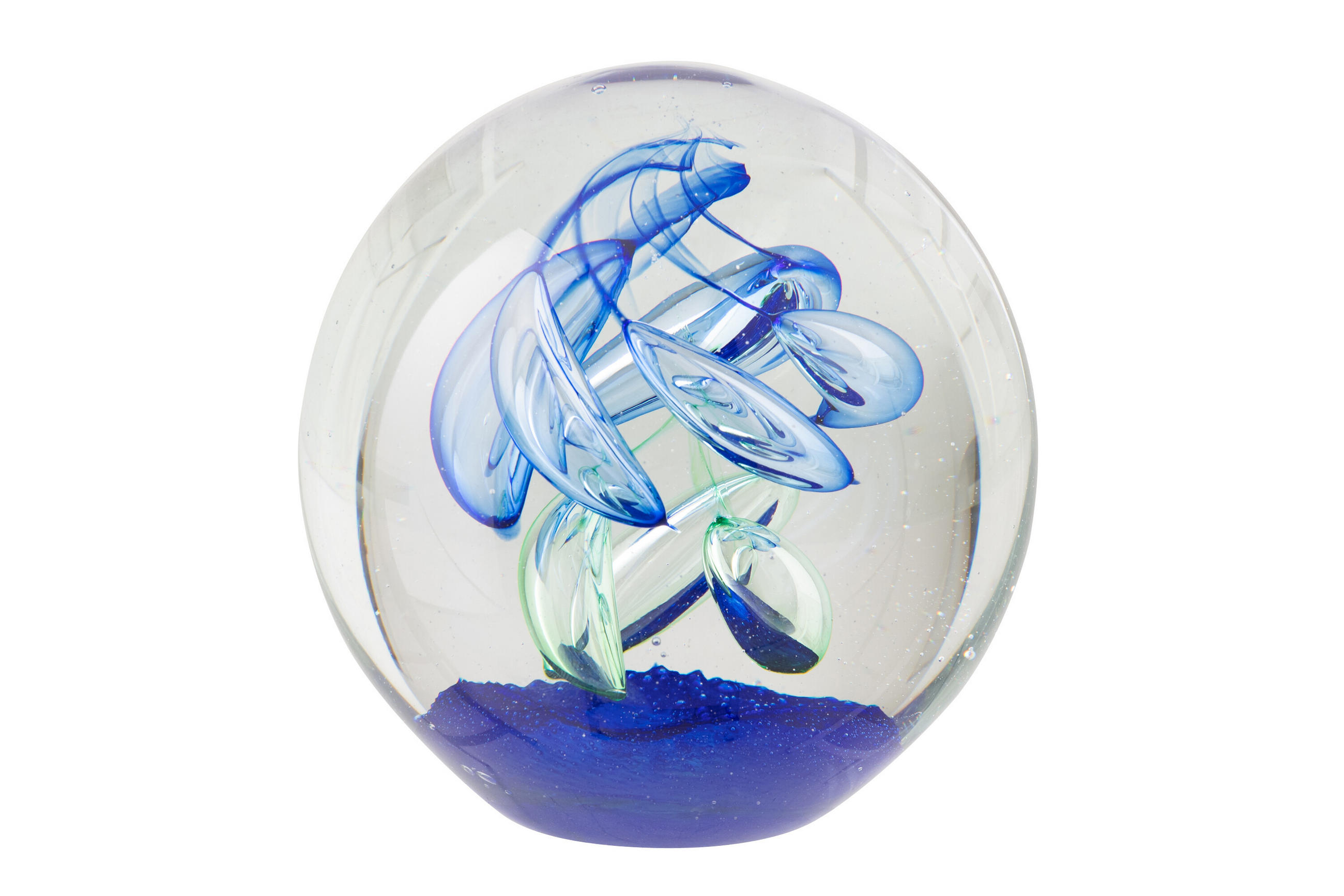 BRIEFBESCHWERER BALL - Blau, Glas (12/12/12cm) - J-Line