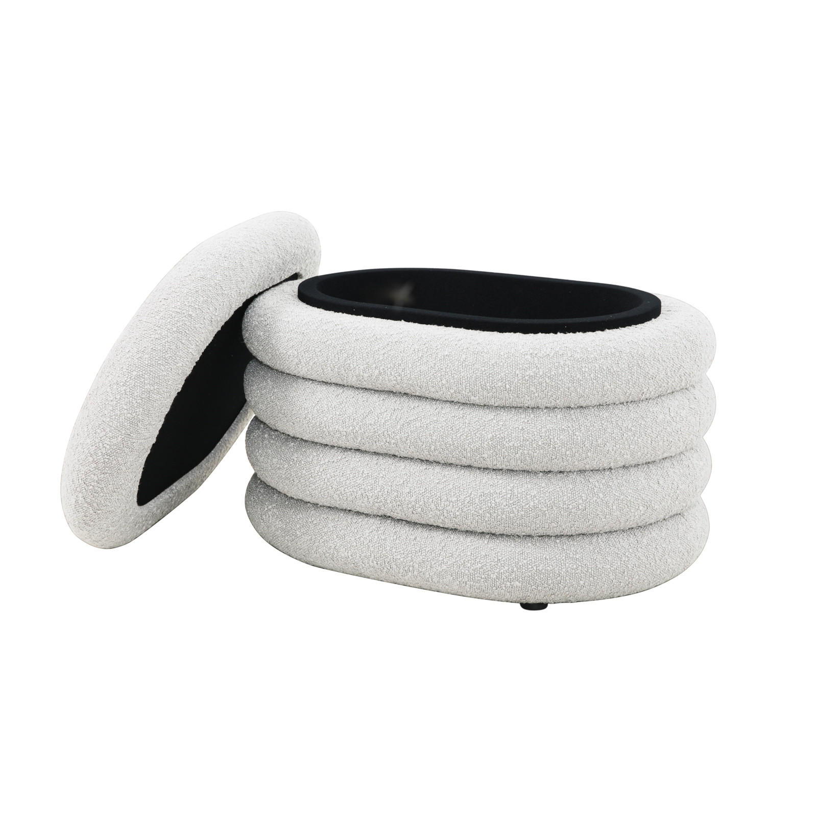 HOCKER BLOSSOM mit Aufbewahrung Boucle Weiß - Weiß, Textil (45/42/60cm) - SVITA