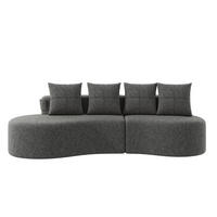 SOFA 240/109/60 cm aus Leinen mit Becherhaltern und Seitentaschen Dunkelgrau - Dunkelgrau, Textil (109/63/240cm) - Modenvie