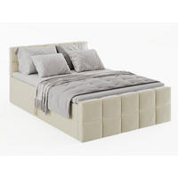 KONTINENTALBETT Vanessa 206/223 cm, in Creme, Velours-Stoff, Bettkasten, Matratze, Topper - Creme, Textil (200/220cm) - Barchello