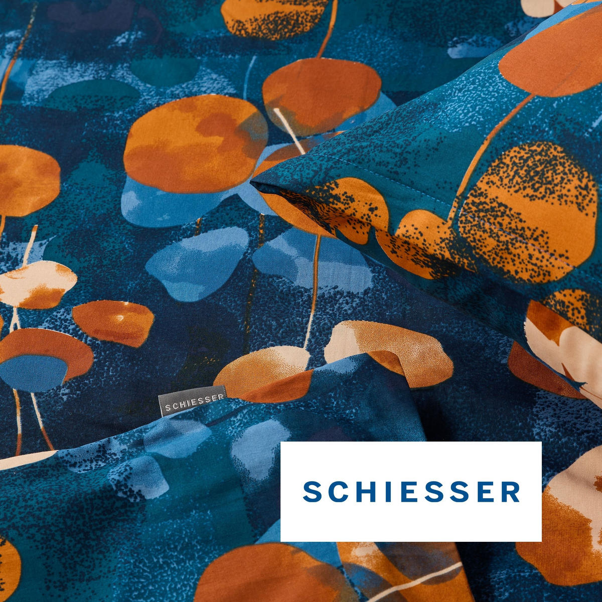 BETTWÄSCHESET Maxima - Renforcé - 2-teilig - 135 x 200 cm - Blau-Rost - Rostfarben, Textil (135/200cm) - SCHIESSER