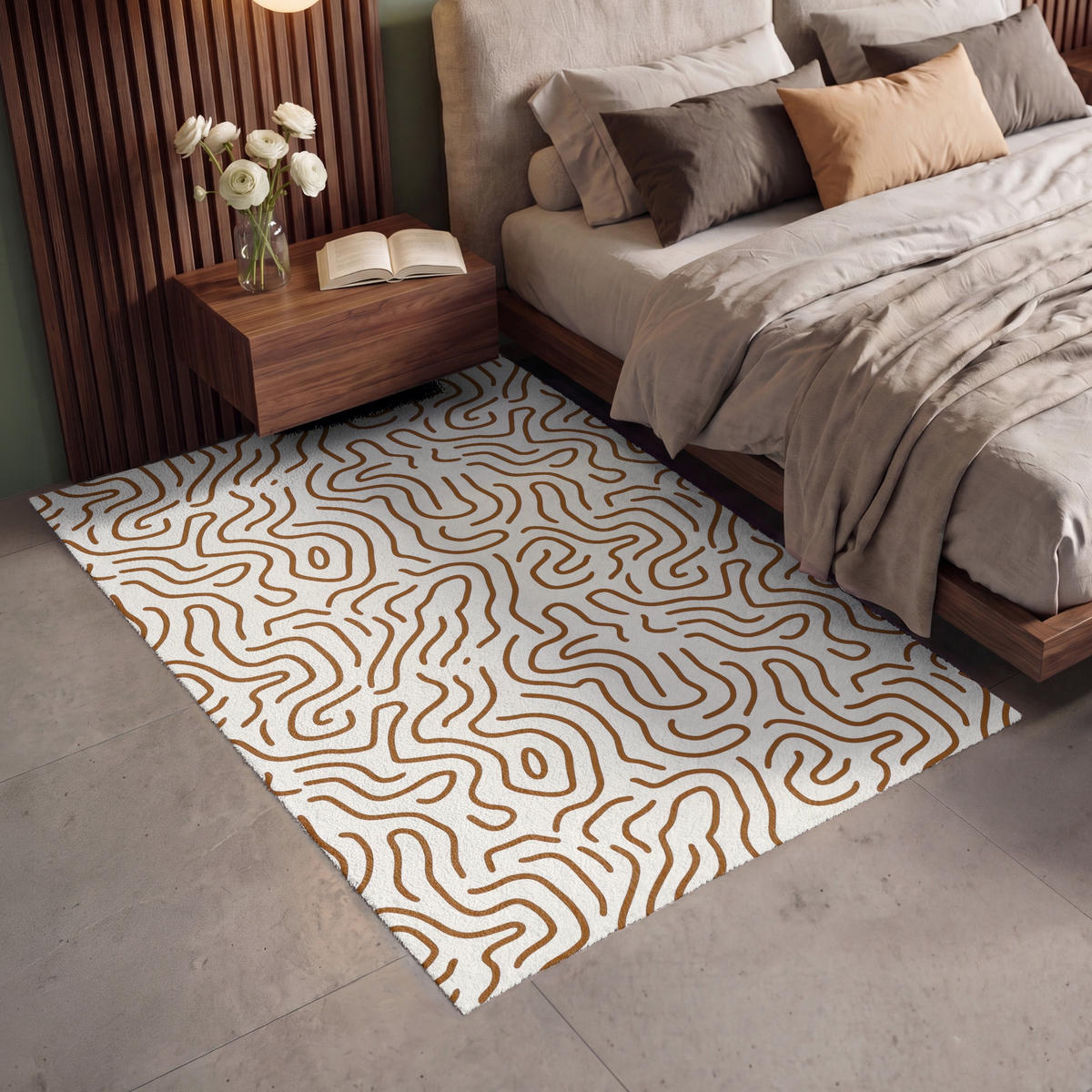 KOBERCE - Minimalistický - Vzor - Terakota - 140x200 cm - hnedá, textil/plast (140/0.4cm) - OnlyWow