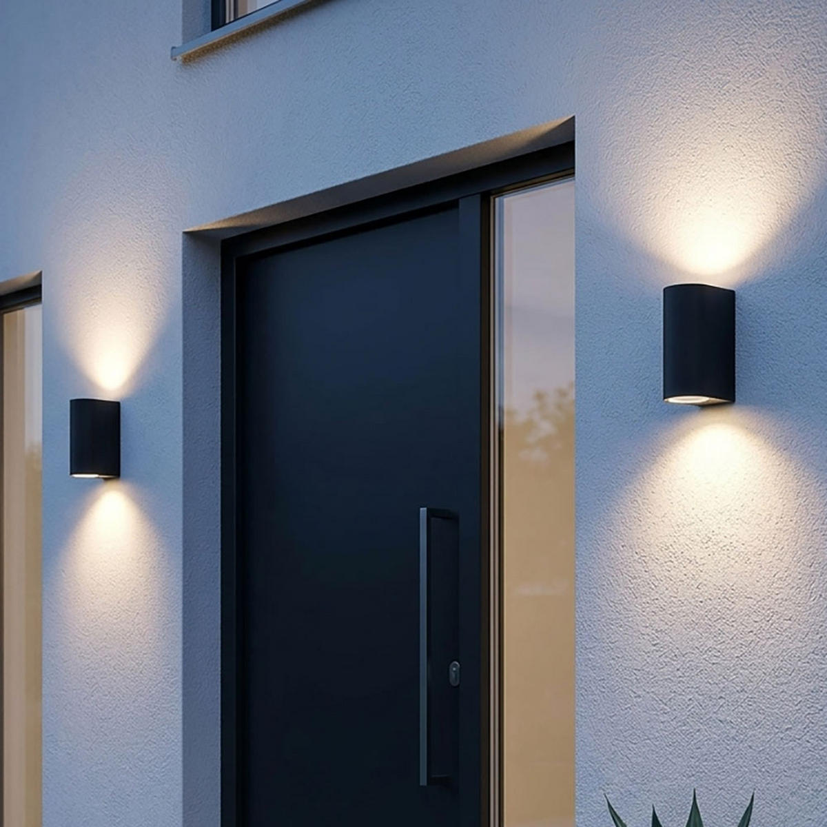 LED AUSSEN-WANDLEUCHTE Aluminium Schwarz 2er Set - Schwarz, Metall (6.8/15/9.2cm)