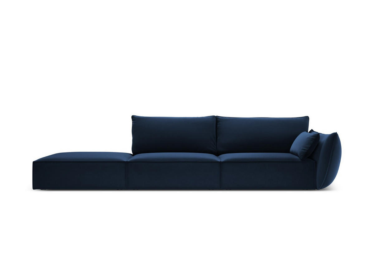 LINKES-SOFA Kaelle aus Samt königsblau 4 Sitzplätze - Blau, Textil (110/85/264cm) - Micadoni
