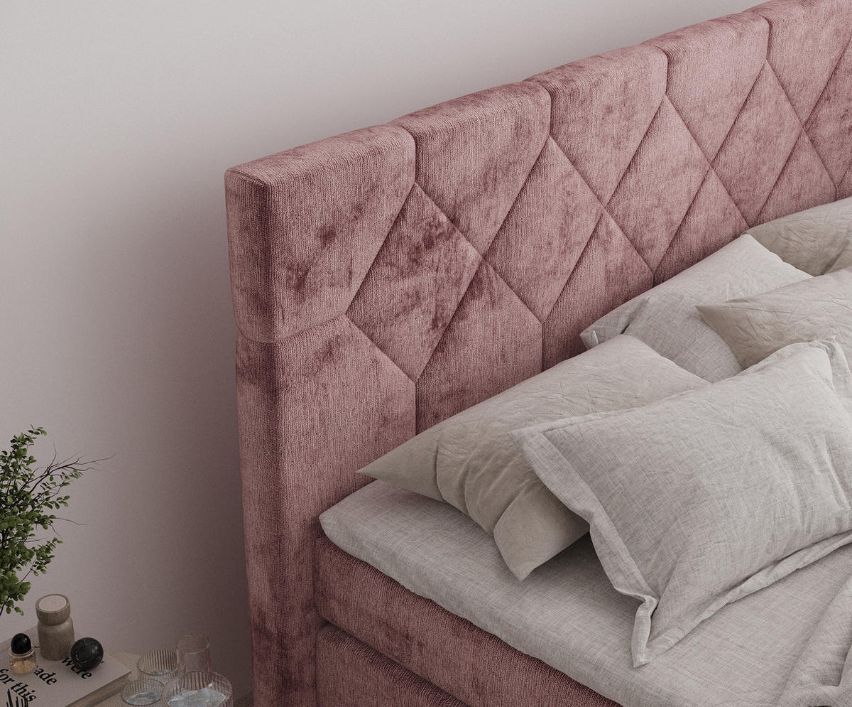 BOXSPRINGBETT Toma Rosa 140/200 cm - Schwarz/Rosa, Holz/Holzwerkstoff (140/200cm) - Maison de Reve