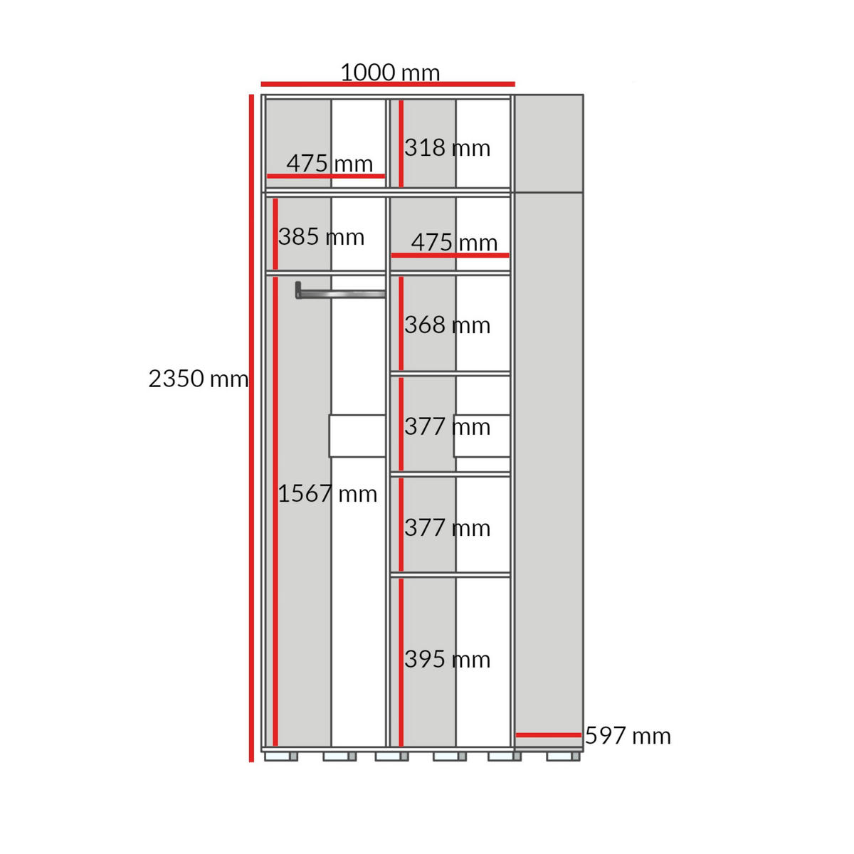 DREHTÜRENSCHRANK mit Aufsatz Napoli 2D 100 Eiche Cremona (schwarzer oder goldener Griff) - Eichefarben/Silberfarben, Holzwerkstoff/Kunststoff (100/35/60cm) - mzm24