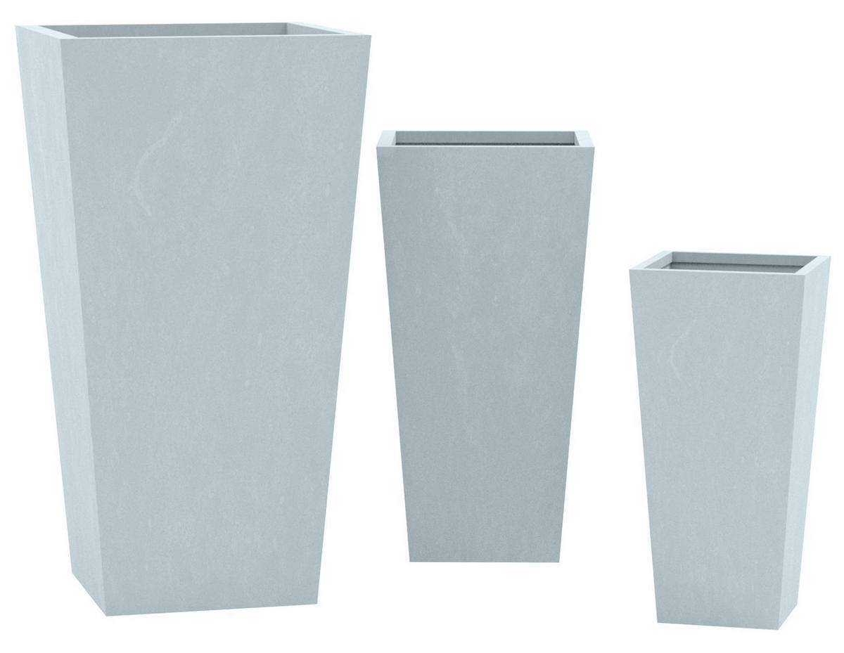 PFLANZKÜBEL 3er Set Grau - Grau, Kunststoff (62cm) - CLP