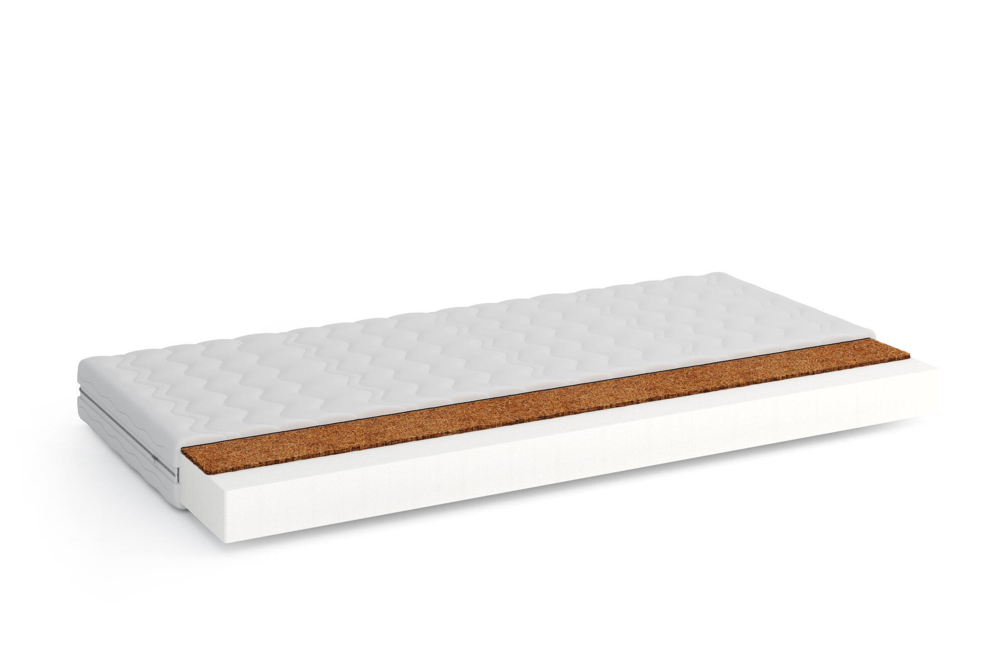 SCHAUMSTOFFMATRATZE KOKOSIK Weiß 140x200x12 cm - Weiß, Textil - FURNLUX