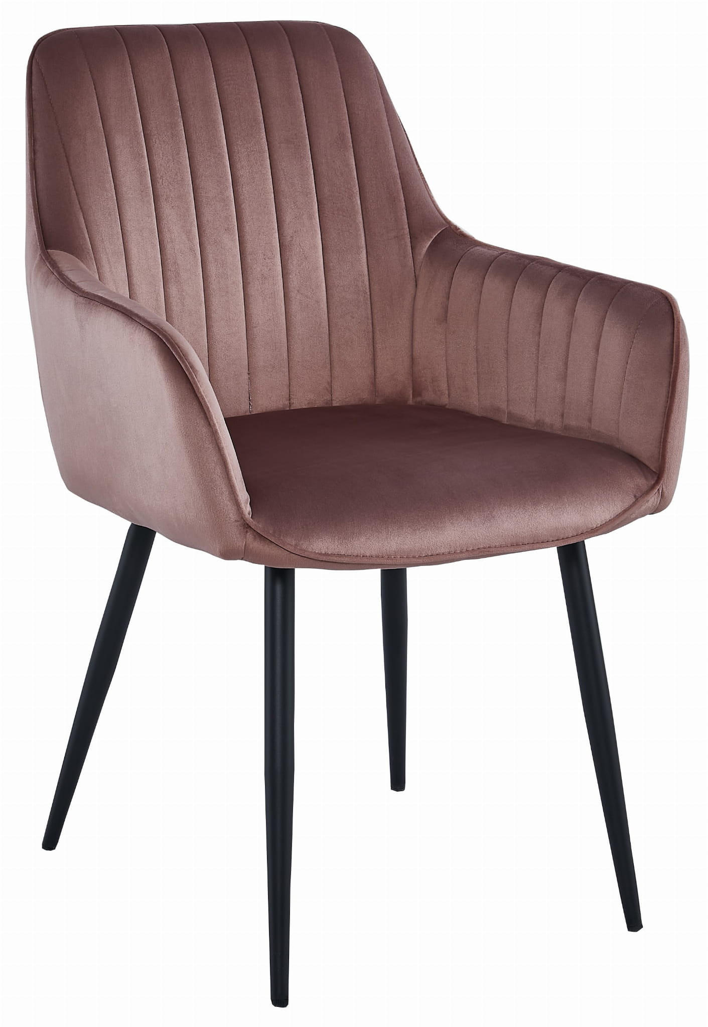 STUHL OSILO 1 Stück, Rosa, Schwarz, Schwarze metallische Beine - Rosa, Textil/Metall (55/84/46cm) - Komodee