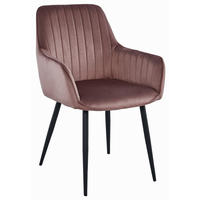 STUHL OSILO 1 Stück, Rosa, Schwarz, Schwarze metallische Beine - Rosa, Textil/Metall (55/84/46cm) - Komodee