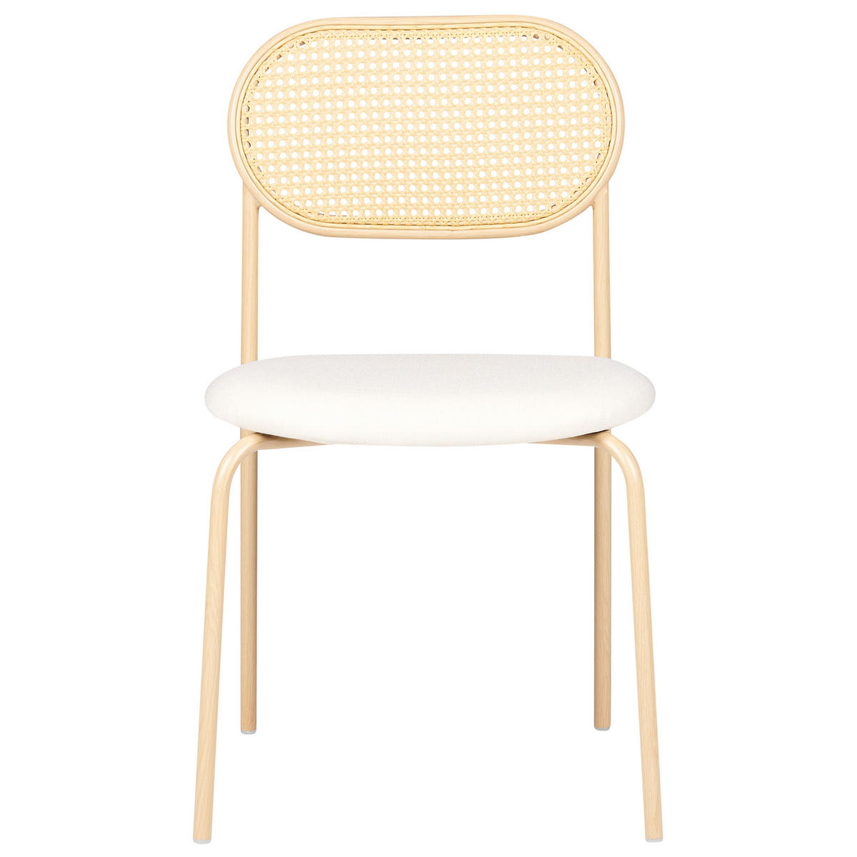 ESSZIMMERSTUHL 2er-Set Metall beige/heller Holzfarbton Adaver - Hellbraun/Beige, Metall (47/79/48cm) - Beliani