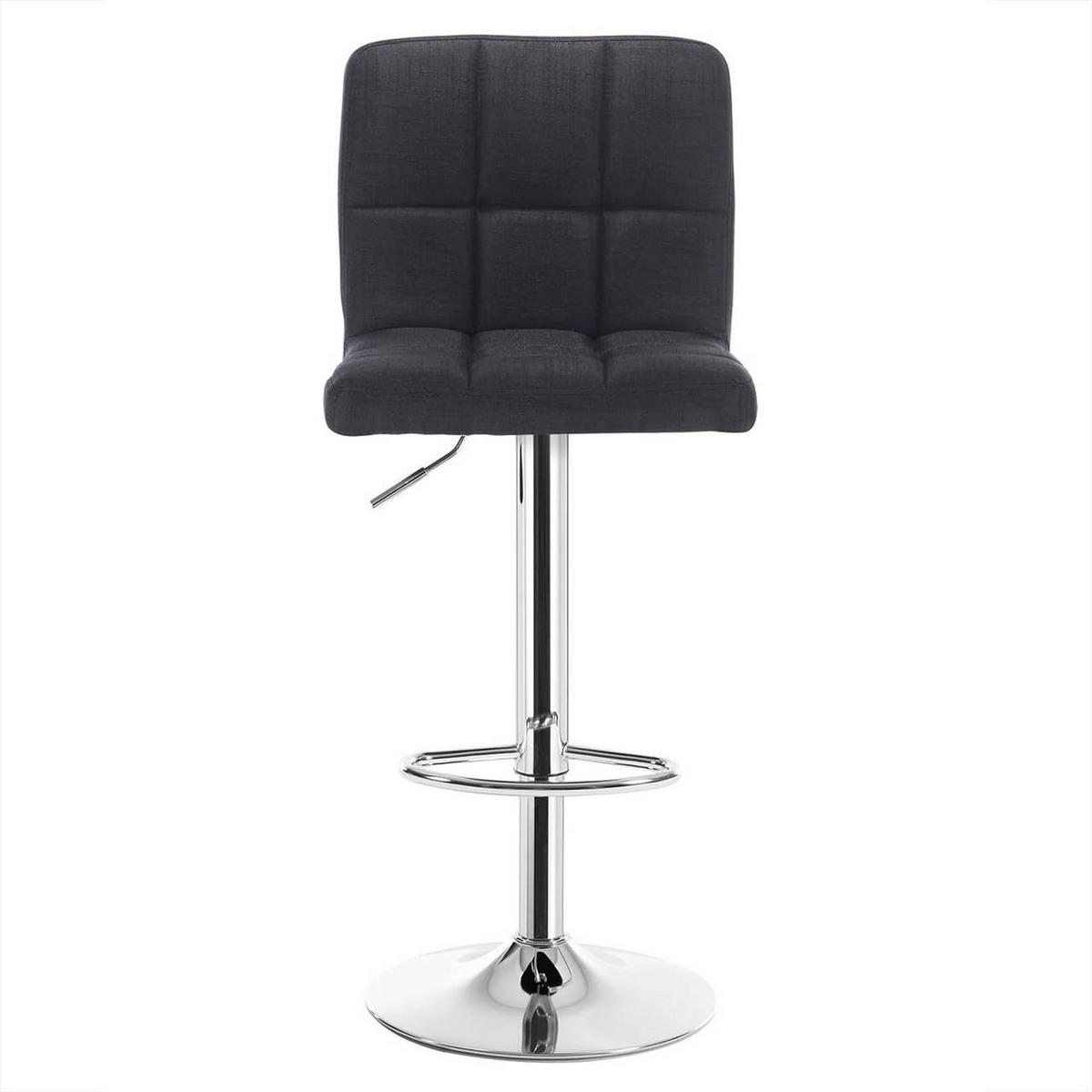 BARHOCKER drehbar, Leinen, Schwarz - Silberfarben/Schwarz, Textil/Metall (44/92/38.5cm) - Woltu