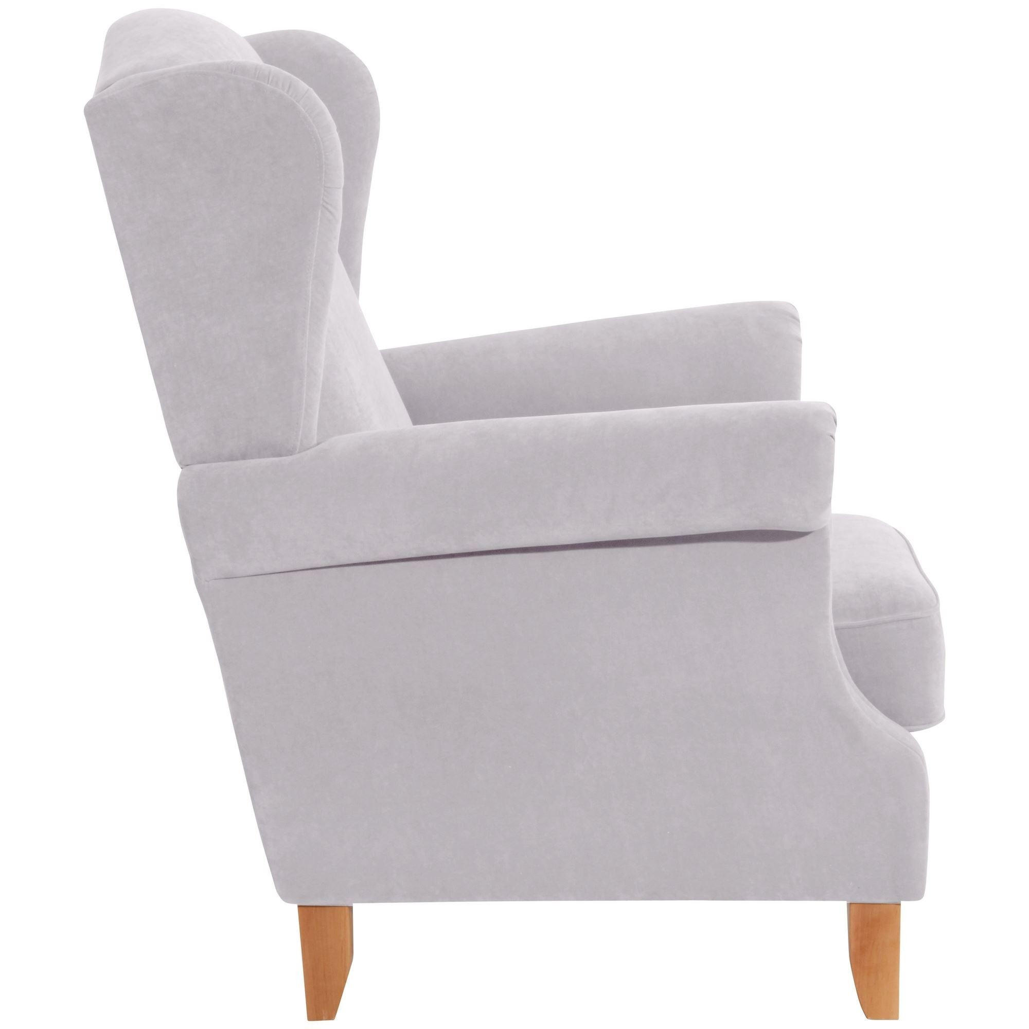 OHRENSESSEL Katria Bezug Veloursstoff Buche natur / silber - Grau, Kunststoff (88/108/84cm) - 58aufmkessel