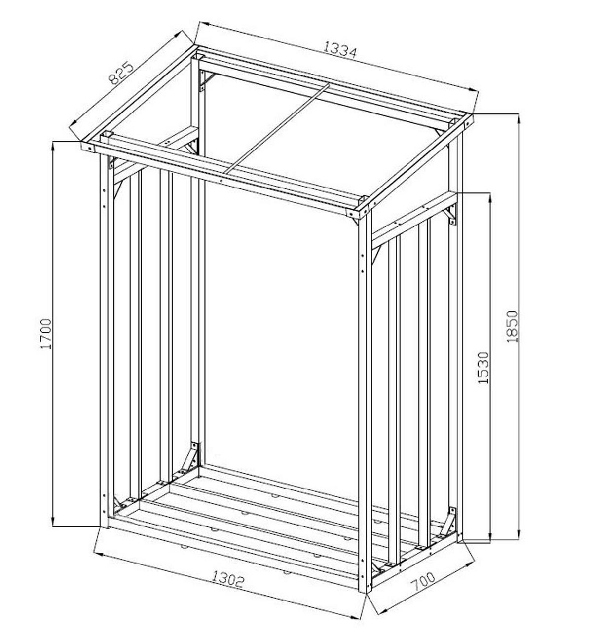 KAMINHOLZREGAL Außen 2 Stück 130x70x185 cm Aluminium Grau 3,2 m³ / 5 SRM - Grau, Metall (130/185/70cm) - QUICK STAR