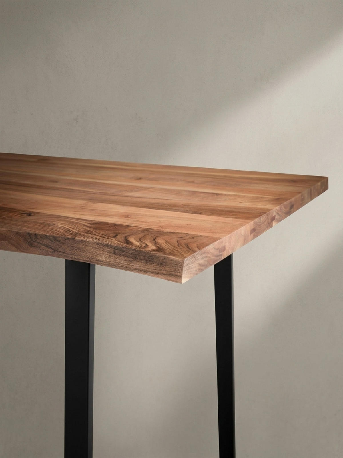ESSTISCH Massivholz Baumkante Schwarz Metall Handgefertigt TARN, Goldbraun-Schwarz 160x80x76 cm - Schwarz/Braun, Holz (80/160/76cm) - KADIMA DESIGN