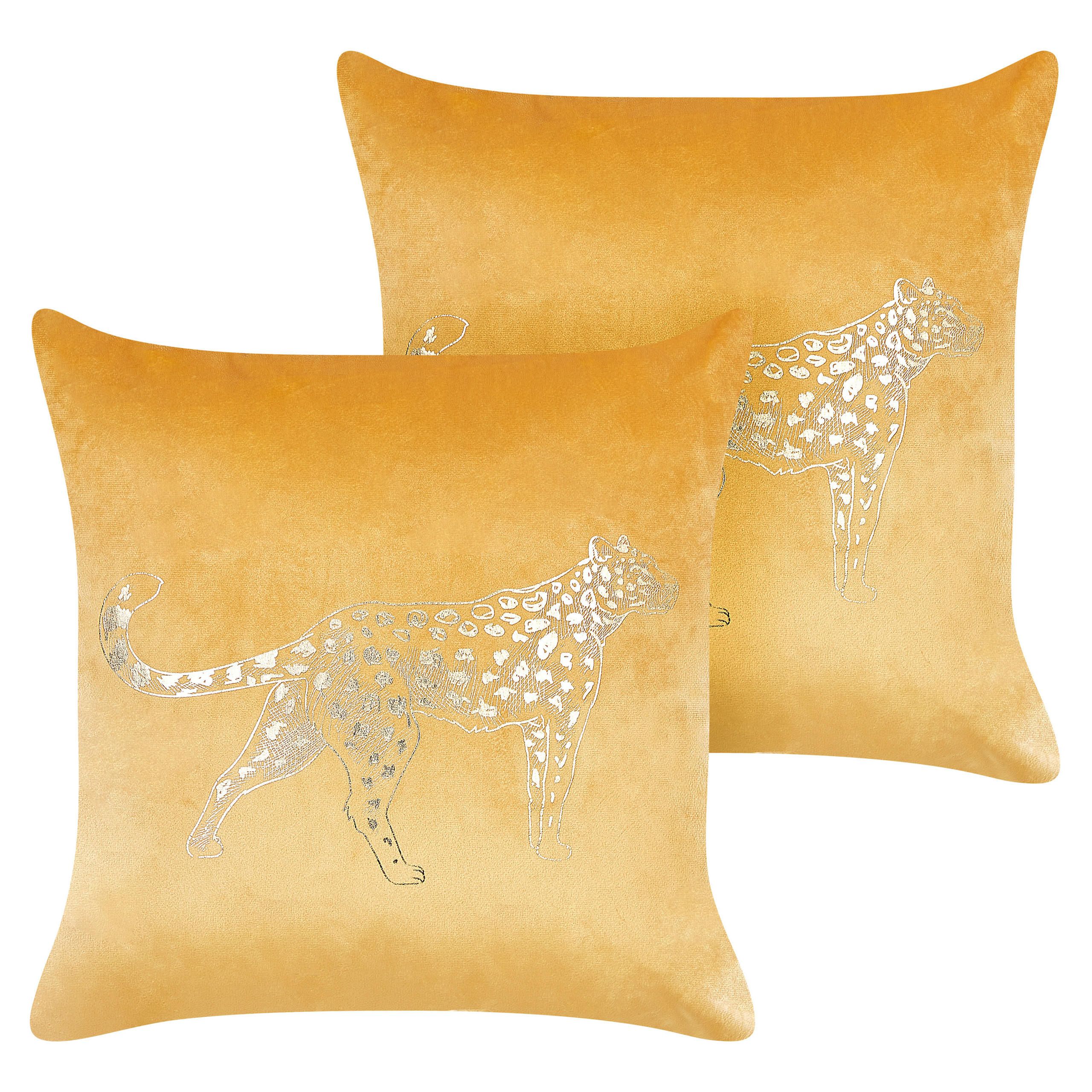 DEKOKISSEN 2er-Set Senfgelb 45/45 cm Marula - Dunkelgelb, Textil (45/45cm) - Beliani
