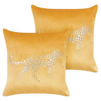 DEKOKISSEN 2er-Set Senfgelb 45/45 cm Marula - Dunkelgelb, Textil (45/45cm) - Beliani