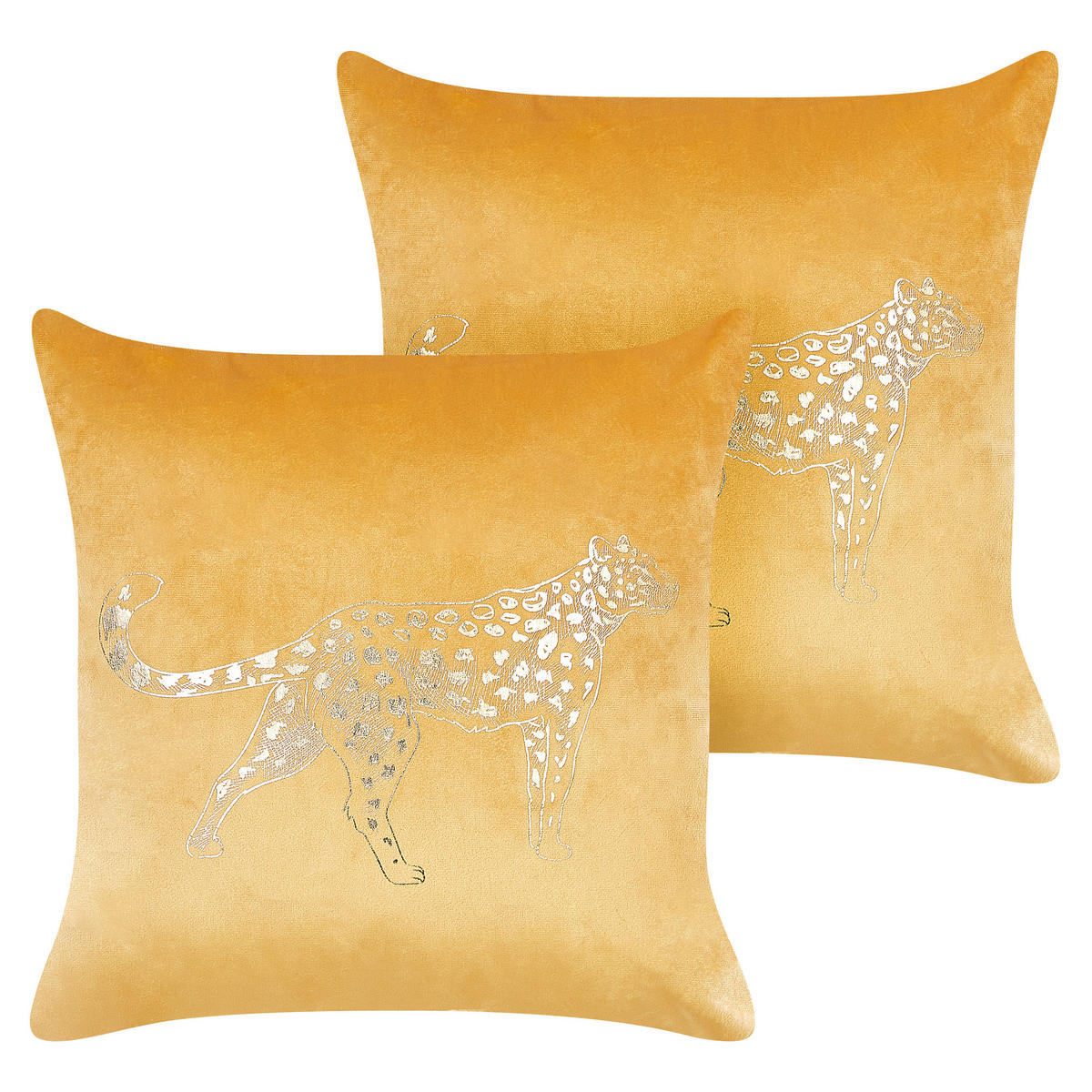 DEKOKISSEN 2er-Set Senfgelb 45/45 cm Marula - Dunkelgelb, Textil (45/45cm) - Beliani