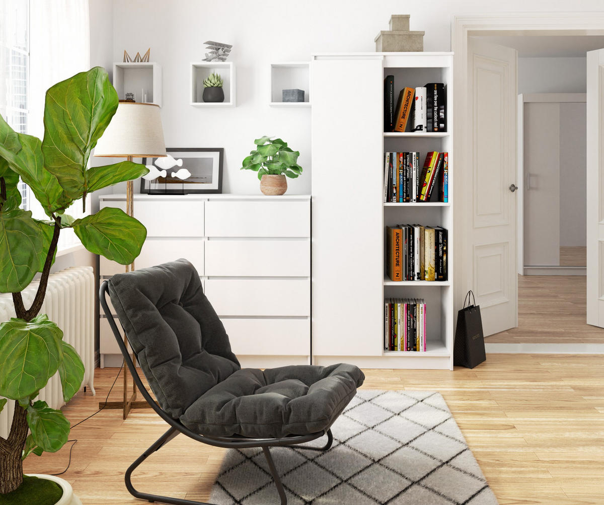 STANDREGAL Weiß 180/80/35 - Weiß, Holzwerkstoff (80/180/35cm) - RAUMHIRSCH FURNITURE