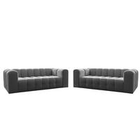 SOFASET Solvie 4-4 In Tiffani - Grau, Holzwerkstoff/Textil (250/75/106cm) - Fun Möbel
