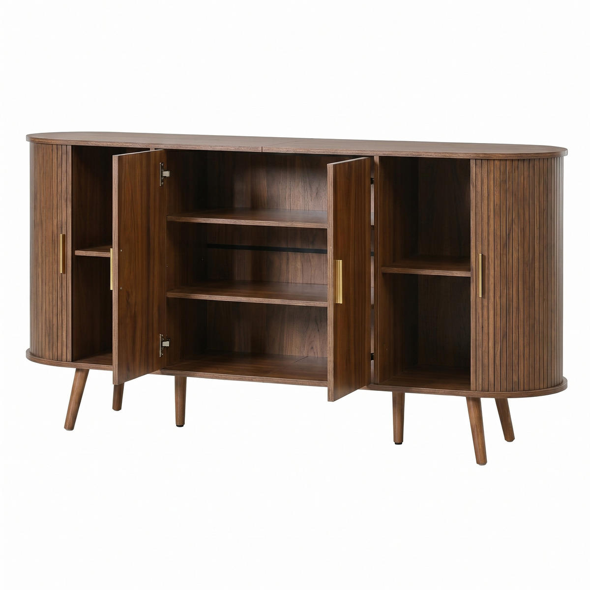 KOMODA Posuvná dvířka Rýhovaný design Moderní - barva vlašského ořechu, kompozitní dřevo (150/79/40cm) - FLIEKS