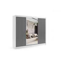 KLEIDERSCHRANK VILAN mit Spiegel - 250 cm - Weiß|Schwarz - Schwarz/Weiß, Holzwerkstoff (250/215/61cm) - ALTDECOR