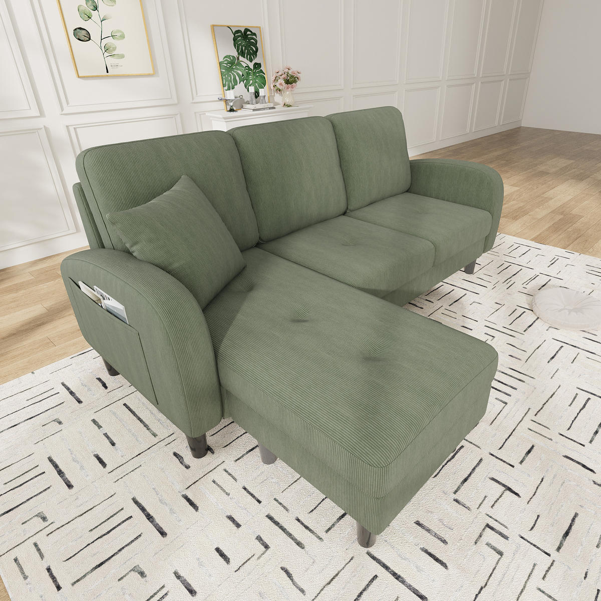 ECKSOFA 166/118/77 cm Grün mit Chaiselongue - Grün, Textil (166/118cm) - Oxeza