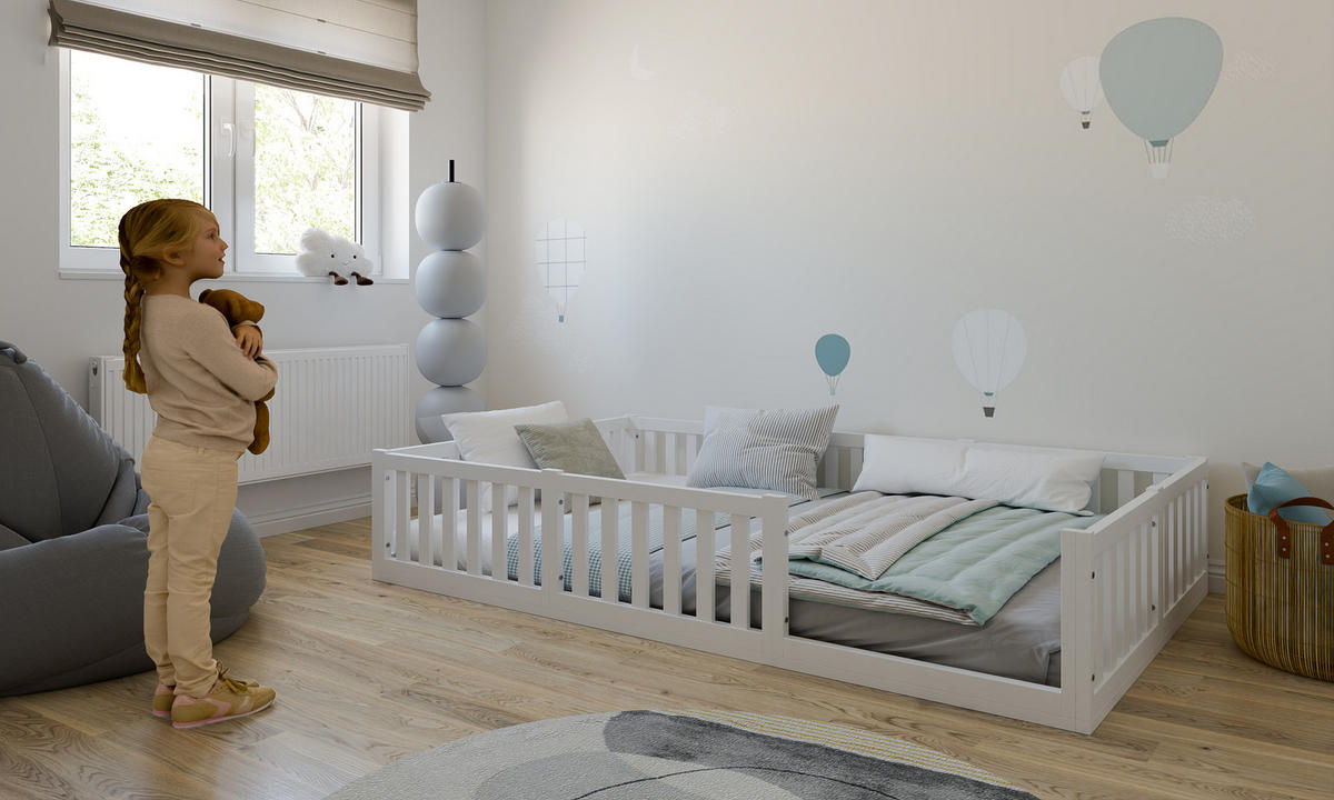 KINDERBETT Montessori 120cm - Weiß, Holz - kiki design