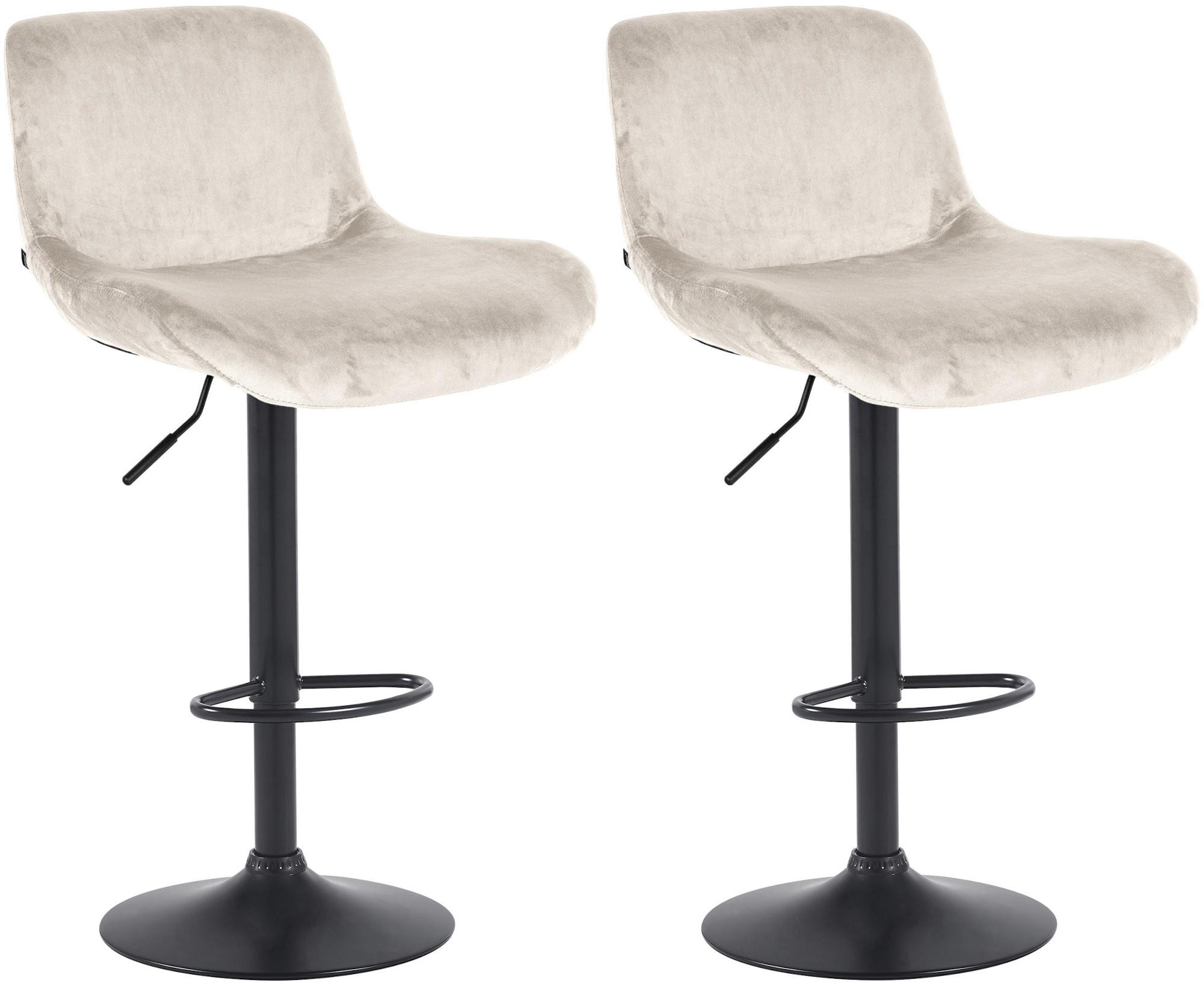 BARHOCKER 2er Set Samt Creme - Creme/Schwarz, Textil/Metall (50/85/50cm) - CLP