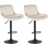 BARHOCKER 2er Set Samt Creme - Creme/Schwarz, Textil/Metall (50/85/50cm) - CLP