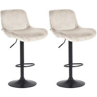 BARHOCKER 2er Set Samt Creme - Creme/Schwarz, Textil/Metall (50/85/50cm) - CLP