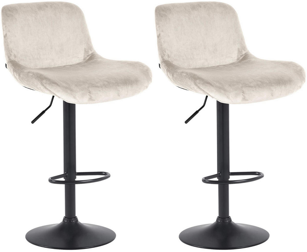 BARHOCKER 2er Set Samt Creme - Creme/Schwarz, Textil/Metall (50/85/50cm) - CLP
