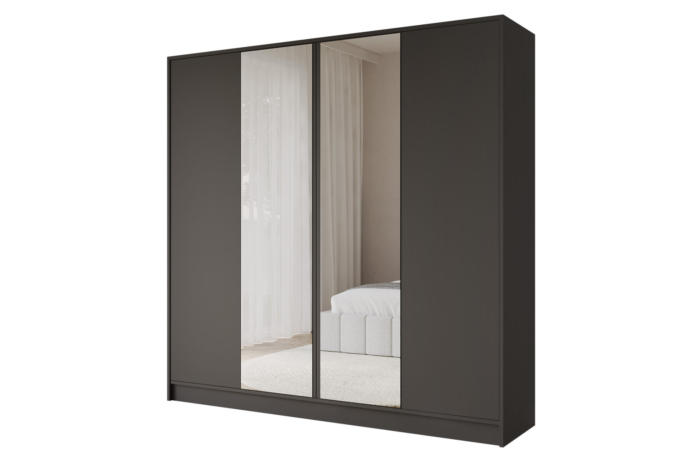 KLEIDERSCHRANK - LUSSO - 200 - Schwarz - Goldfarben/Schwarz, Holzwerkstoff (200/200/51cm) - ALTDECOR