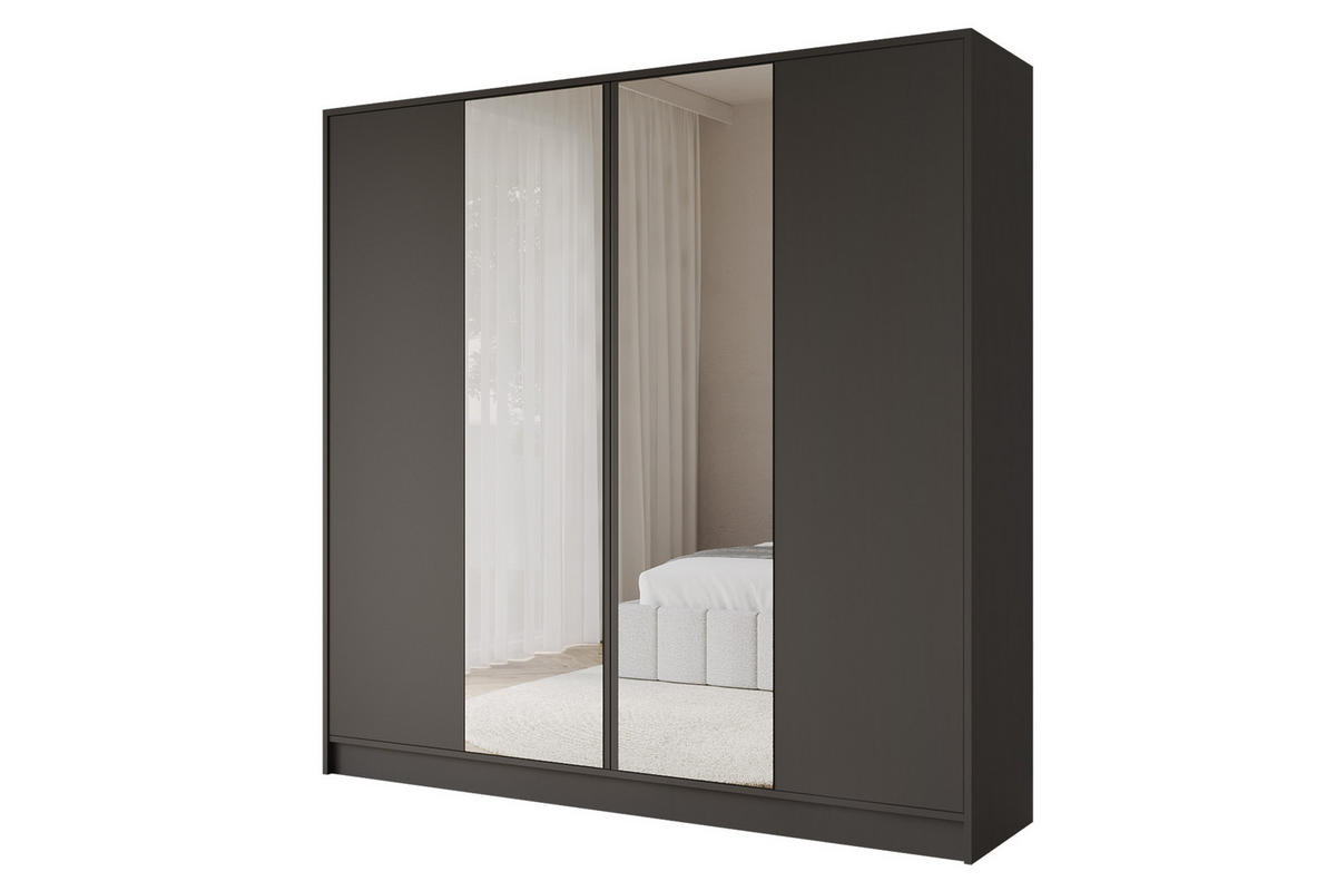 KLEIDERSCHRANK - LUSSO - 200 - Schwarz - Goldfarben/Schwarz, Holzwerkstoff (200/200/51cm) - ALTDECOR