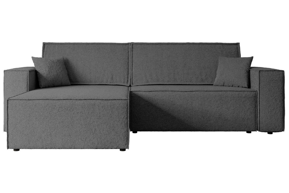 ECKSOFA mit Schlaffunktion und Bettkasten CELTIC-XL - 277x143x83 cm Grau Bouclé - Schwarz/Grau, Holzwerkstoff/Kunststoff (277/143cm) - ALTDECOR