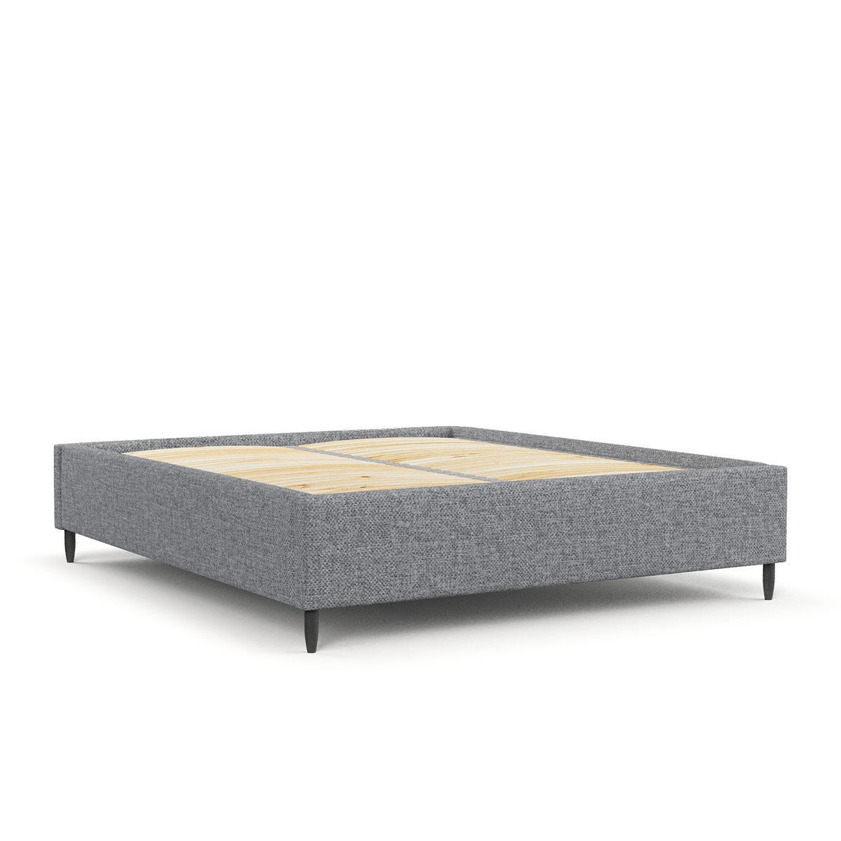 POLSTERBETT Larch Grau 160/200 cm im Chenille-Stoff - Schwarz/Naturfarben, Holz/Holzwerkstoff (160/200cm) - Maison de Reve