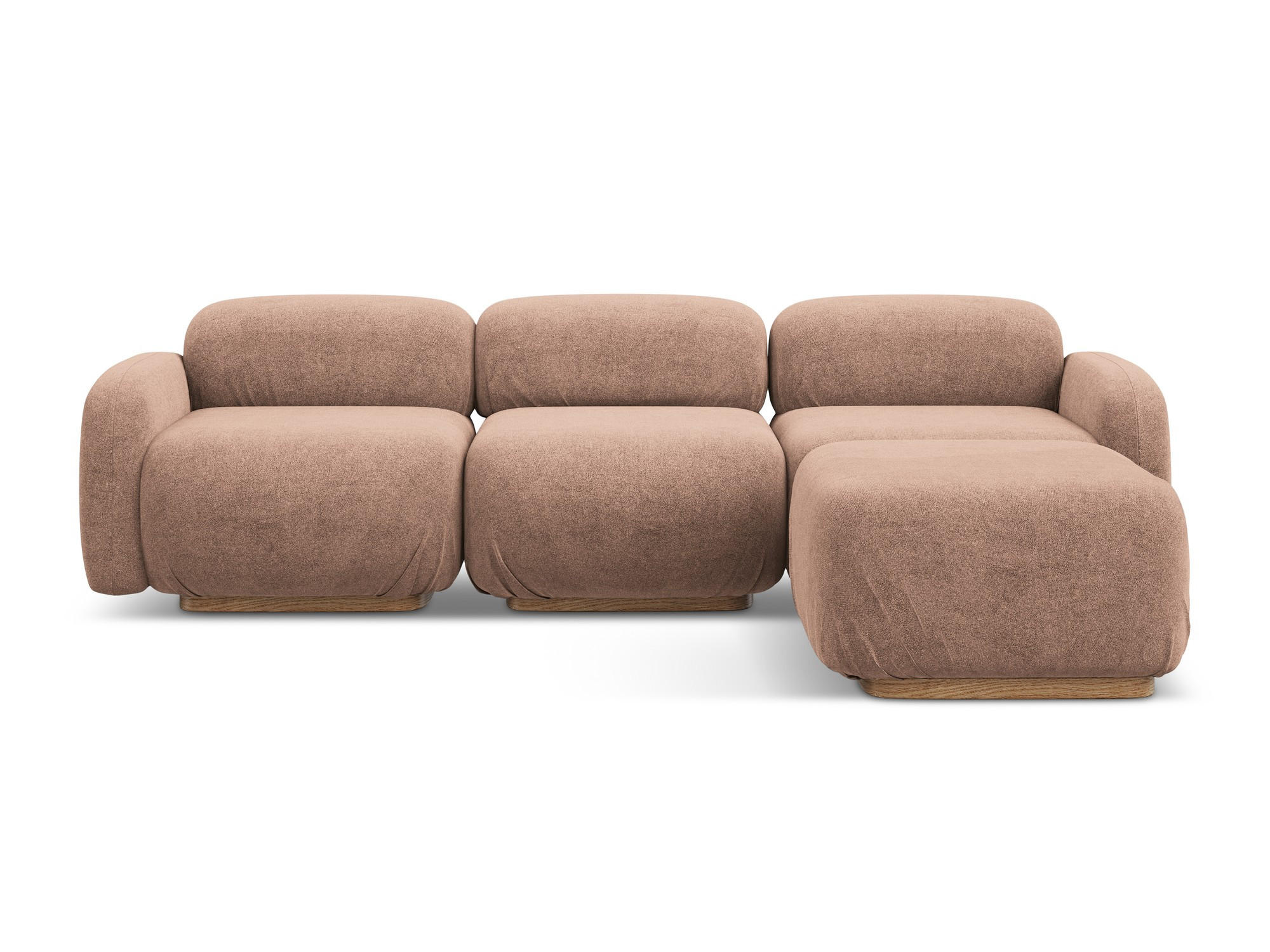 ECKSOFA Beidseitig Bouclé Stoff Pink - Pink/Hellrosa, Holz/Textil (270/190cm) - Makamii