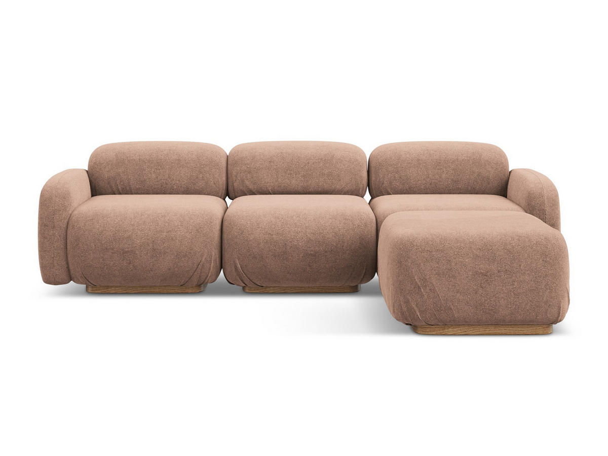 ECKSOFA Beidseitig Bouclé Stoff Pink - Pink/Hellrosa, Holz/Textil (270/190cm) - Makamii