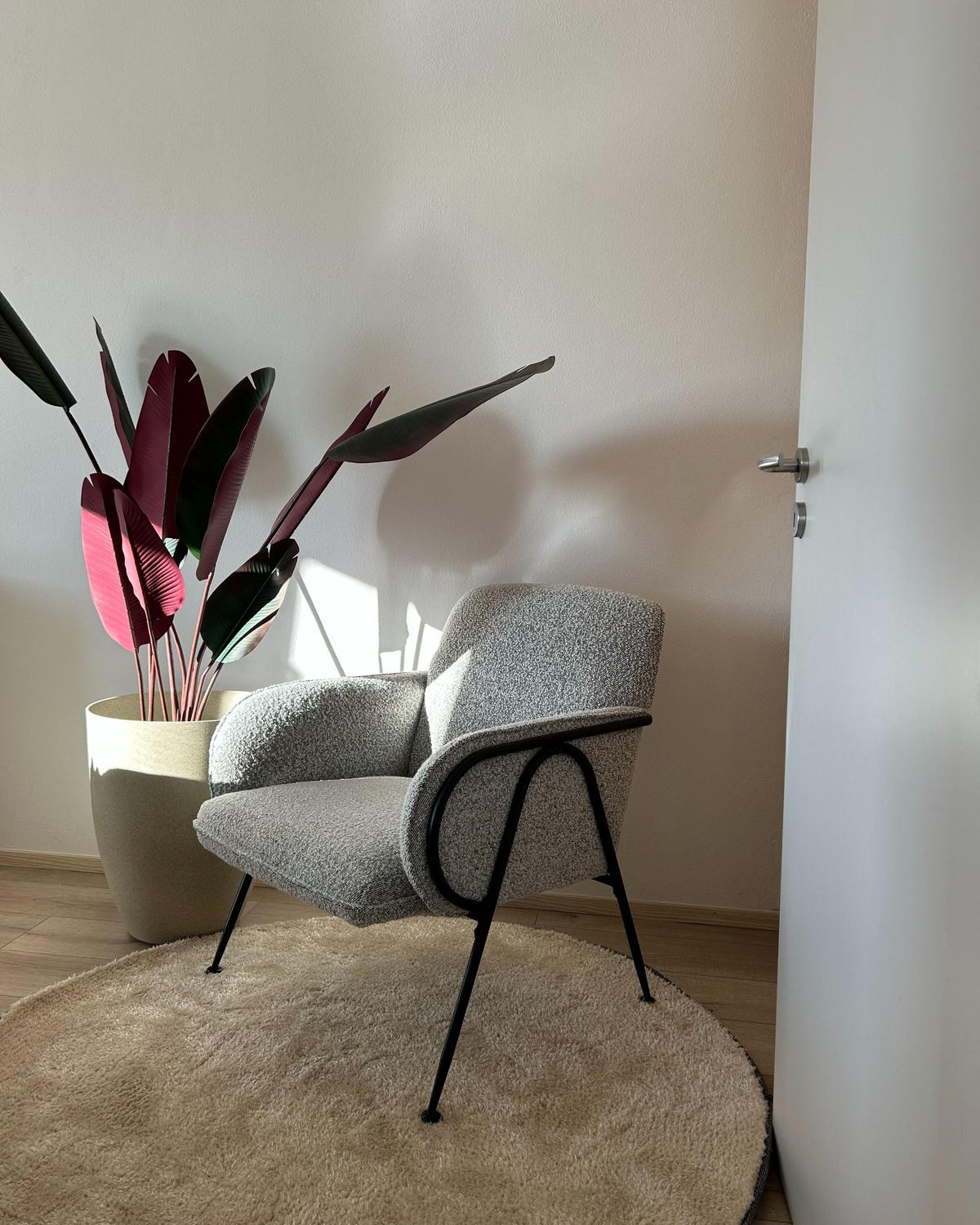 SESSEL Cremeweiß Trysnes - Schwarz/Weiß, Textil (69/84/77cm) - Beliani