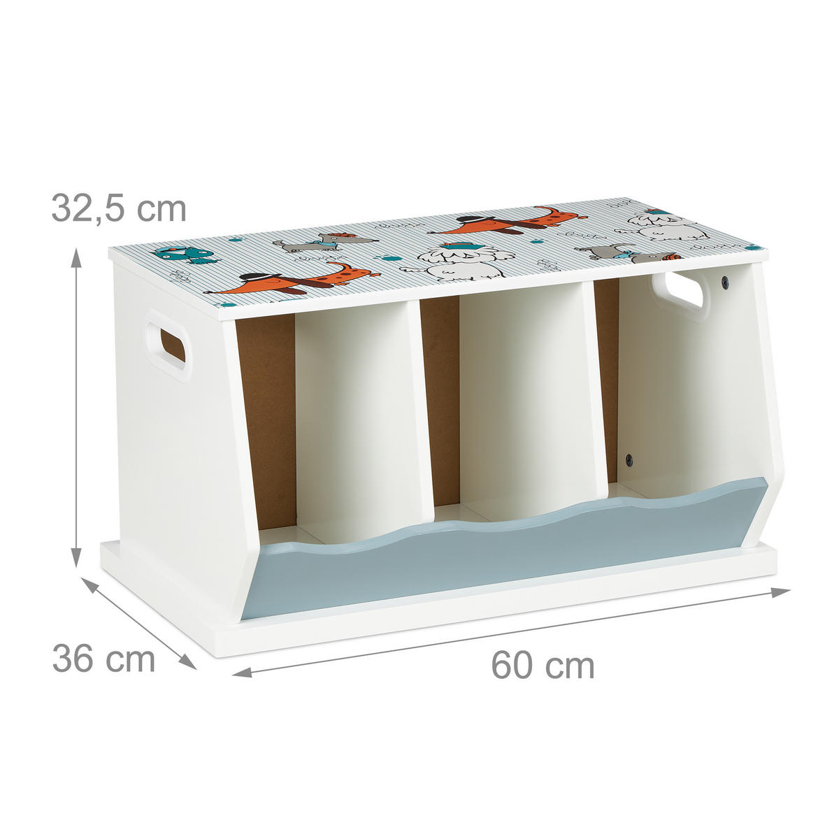 KINDERREGAL - Weiß, Holzwerkstoff (60/32.5/36cm) - Relaxdays
