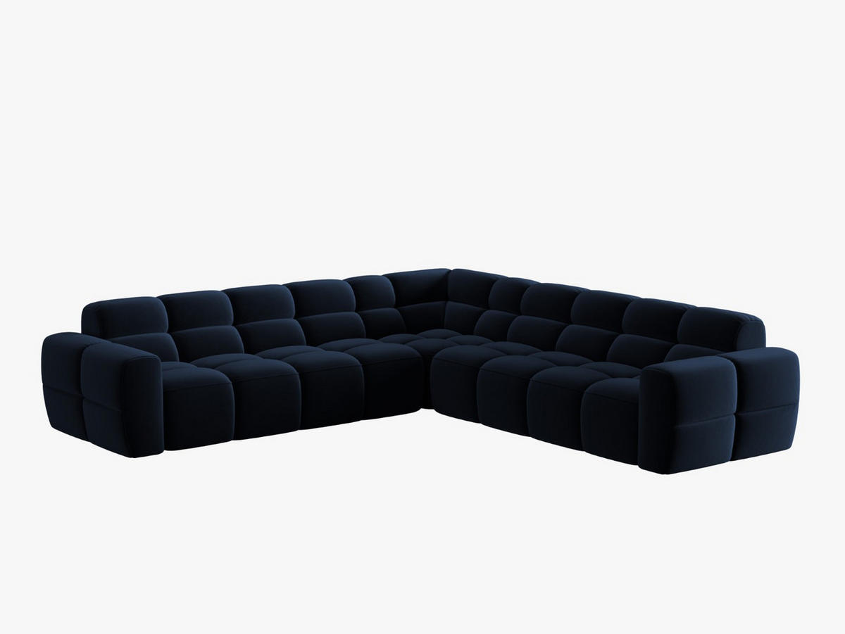 ECKSOFA Lisa aus Samt königsblau 5 Sitzplätze - Dunkelblau, Textil (310/310cm) - Micadoni