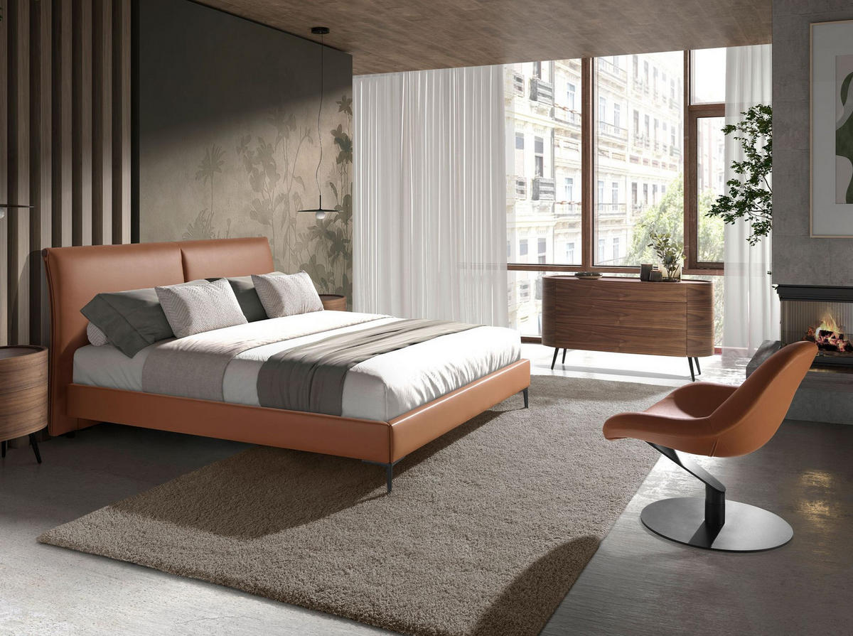 DREHSESSEL aus braunem Kunstleder 86/83/79 cm - Schwarz/Braun, Leder (86/79/83cm) - ANGEL CERDA